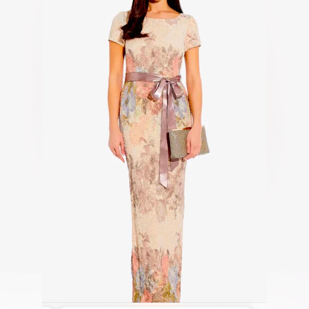 Glamorous maxi Adrianna Papell multi color evening dress